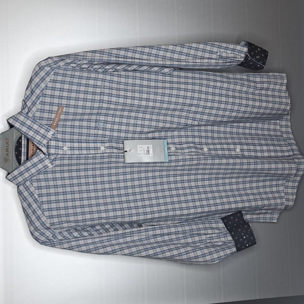 Ariat Men's Button Down Shirt Blue/White Plaid